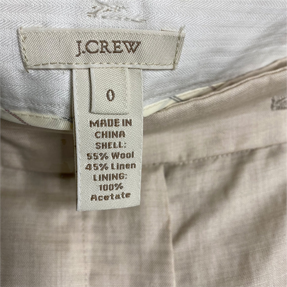 J.CREW Women's Chino Shorts Tan Wool Linen Mid-Rise Light Wash Pocket Size 0 - Picture 4 of 4
